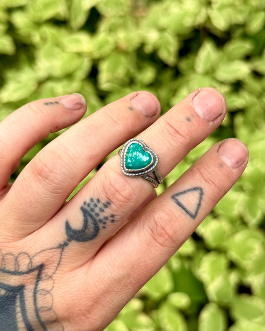 Chilean Turquoise Heart Ring - Size 5.5