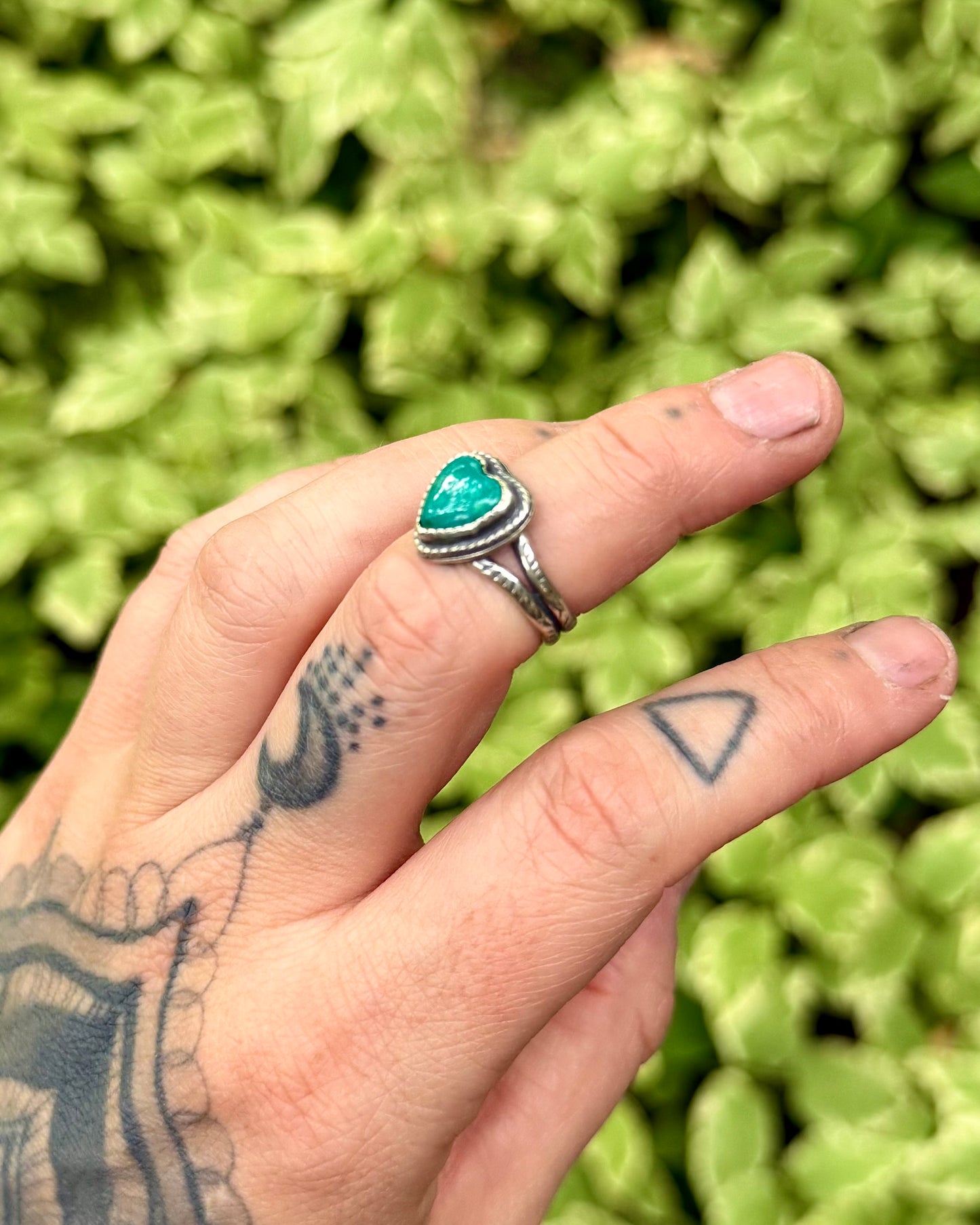Chilean Turquoise Heart Ring - Size 5.5