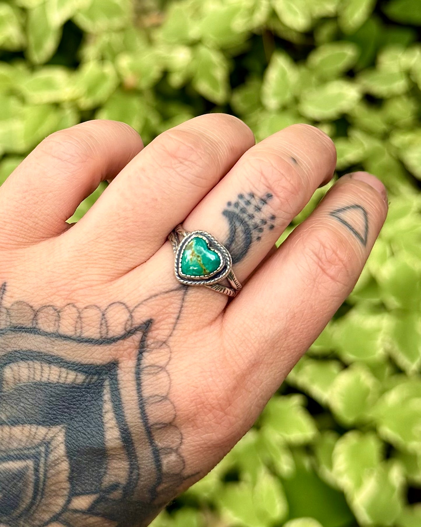 Chilean Turquoise Heart Ring - Size 9