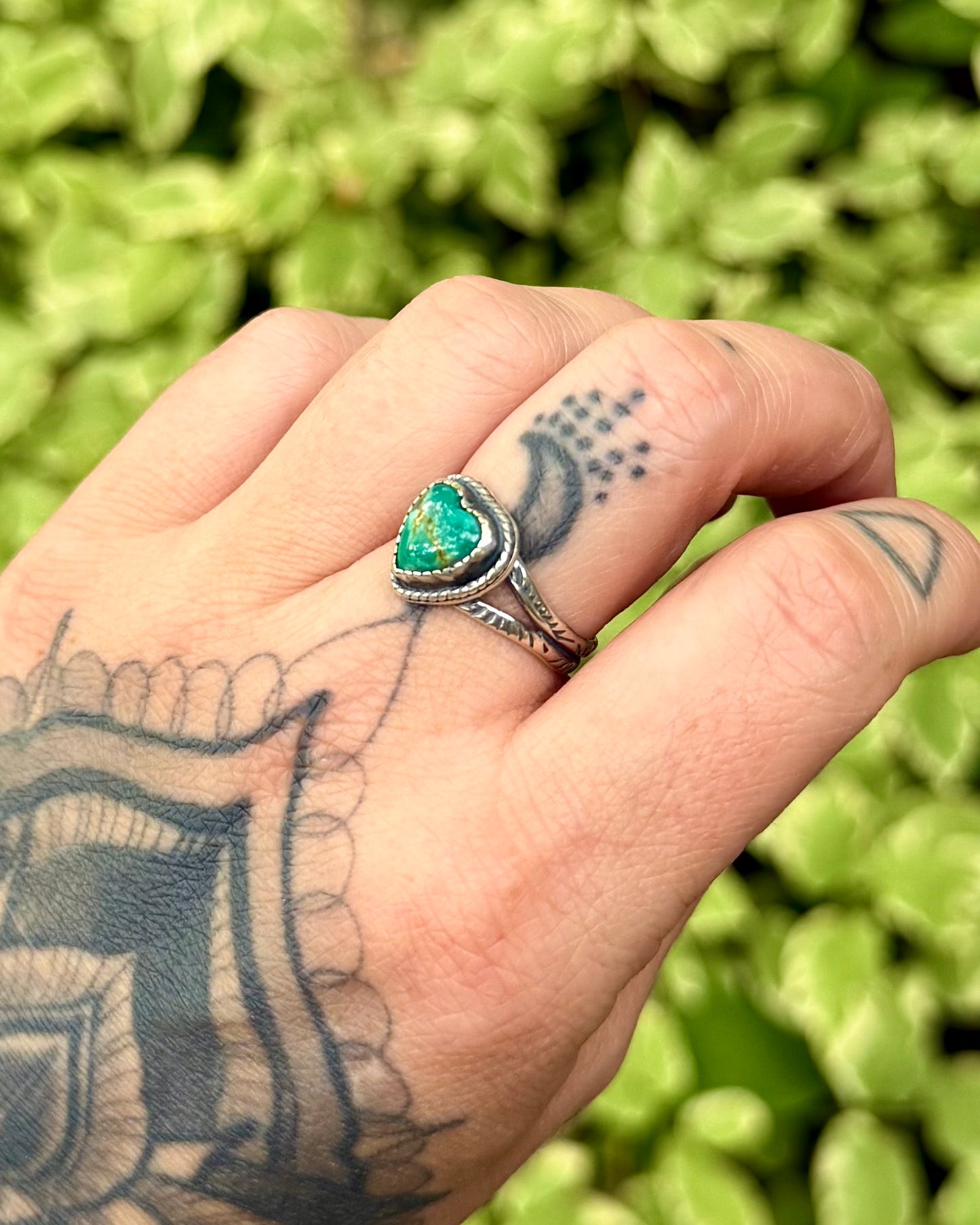 Chilean Turquoise Heart Ring - Size 9