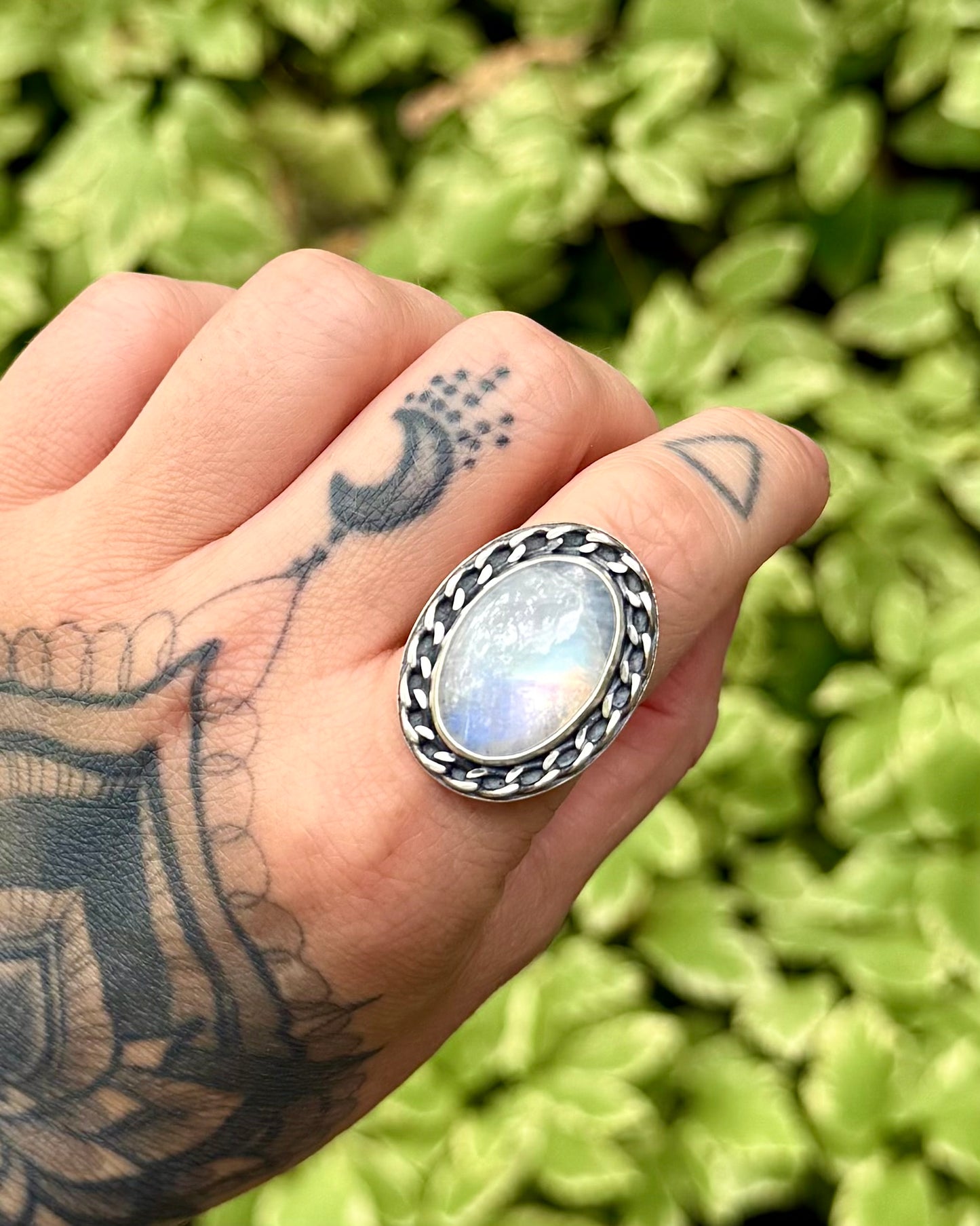 Rainbow Moonstone Ring - 9.5