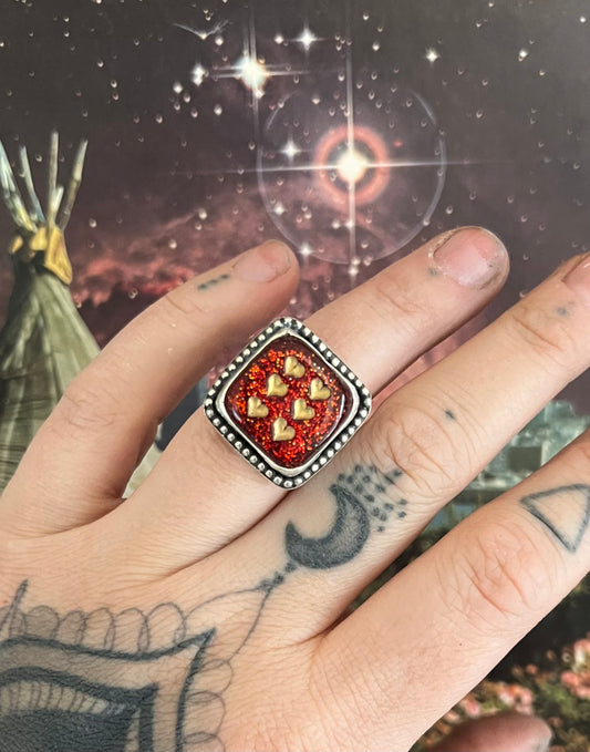 #6 Red Dice Ring (Thick Ring Band) | Size 6
