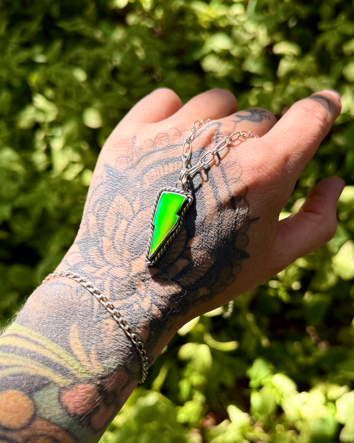Electric Lime Bowie Bolt Necklace