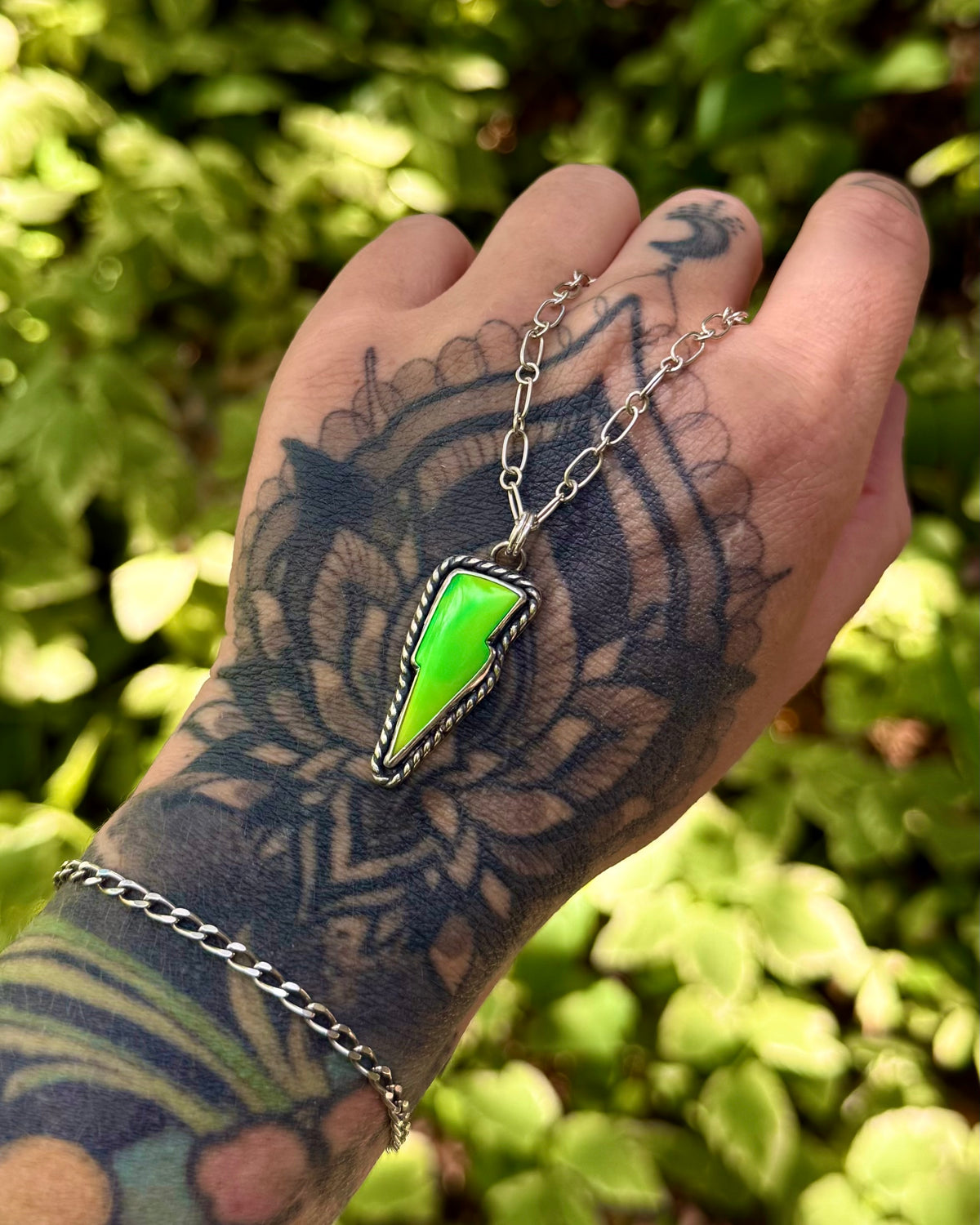 Electric Lime Bowie Bolt Necklace