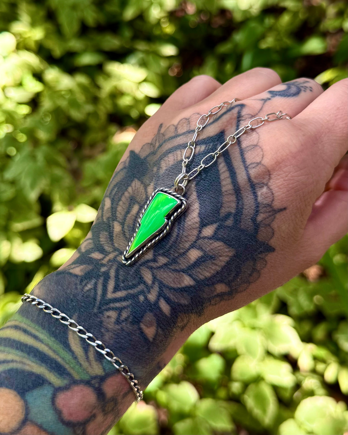 Electric Lime Bowie Bolt Necklace