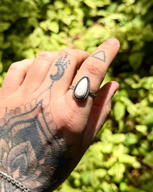 White Buffalo Stacker Ring - Size 9