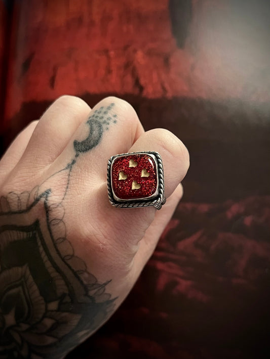 Dice Ring Red Sparkle | Size 10
