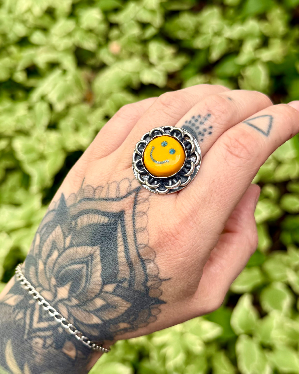 Flower Power Smiley Ring or Necklace — Made to Order