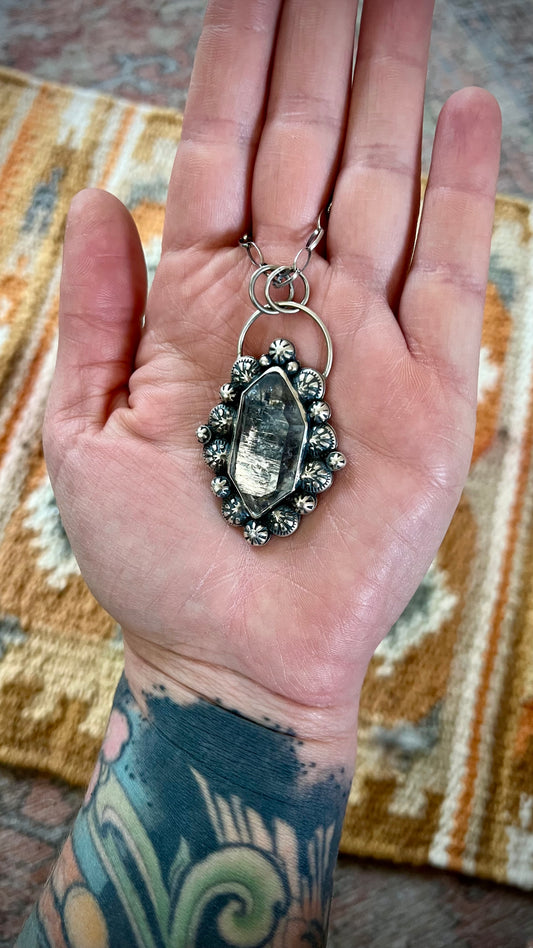 Tibetan Quartz Pendant & Rolo Chain