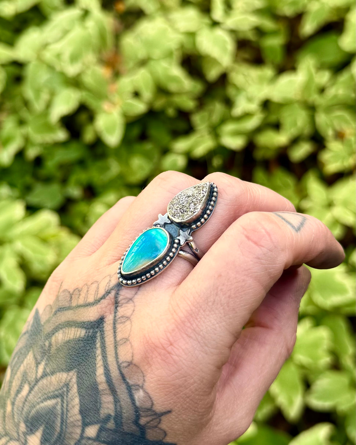 Aurora Opal & Druzy Statement Ring | Size 7.5