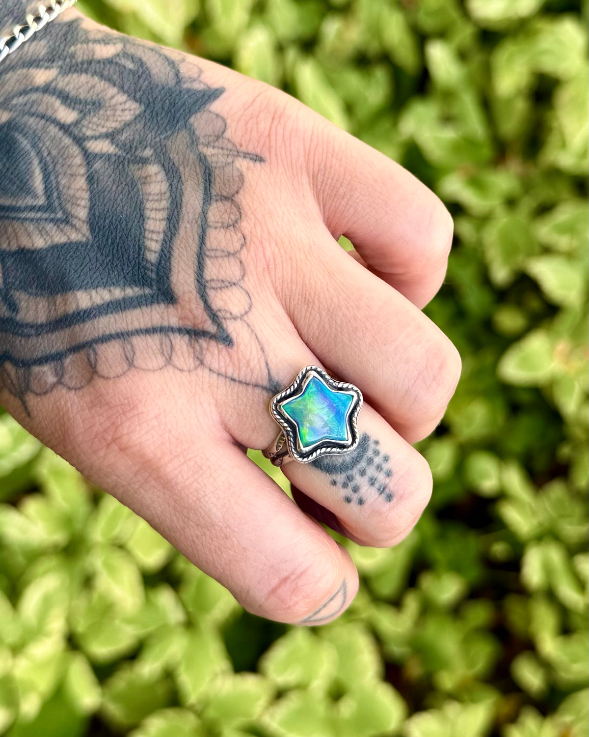 Northern Lights Aurora Opal Star Ring | Size 7