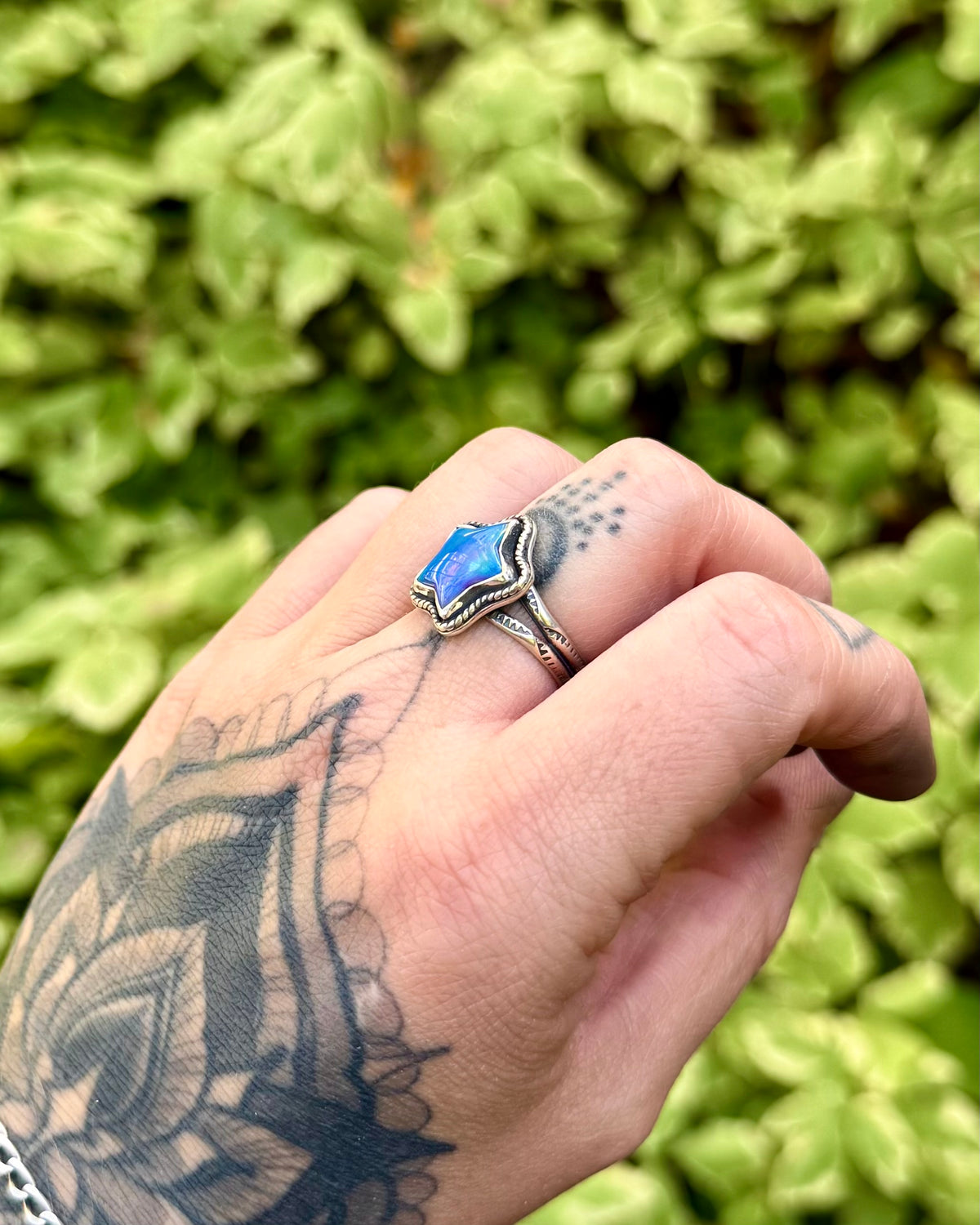 Northern Lights Aurora Opal Star Ring | Size 7