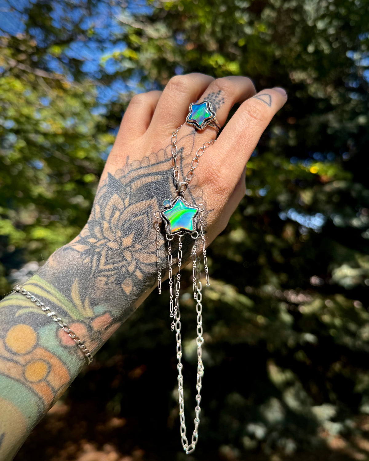 Shooting Star Aurora + Ethiopian Opal Necklace | 20" Sterling Silver Chain