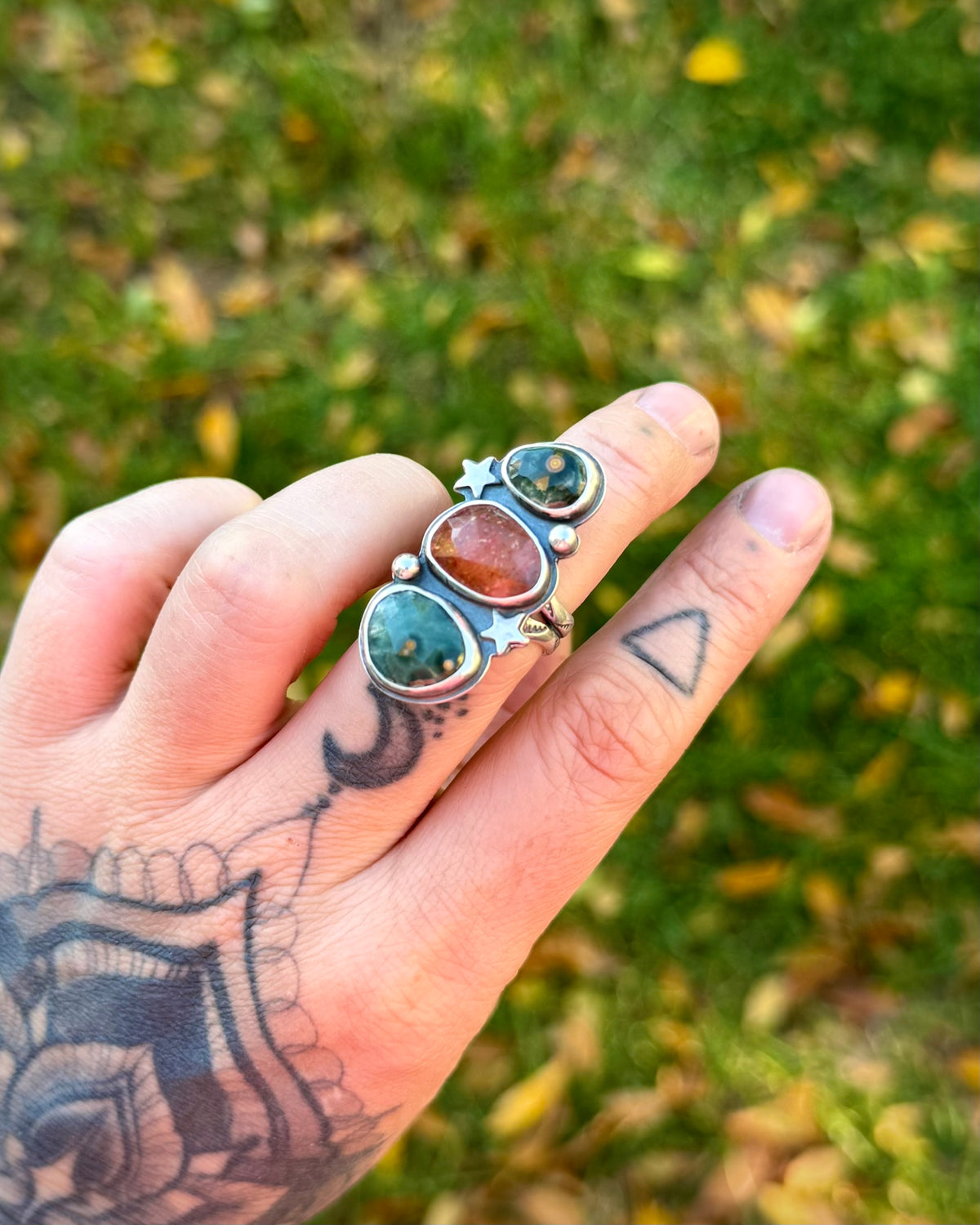 Earth Star Triple Stone Rings | Various Sizes