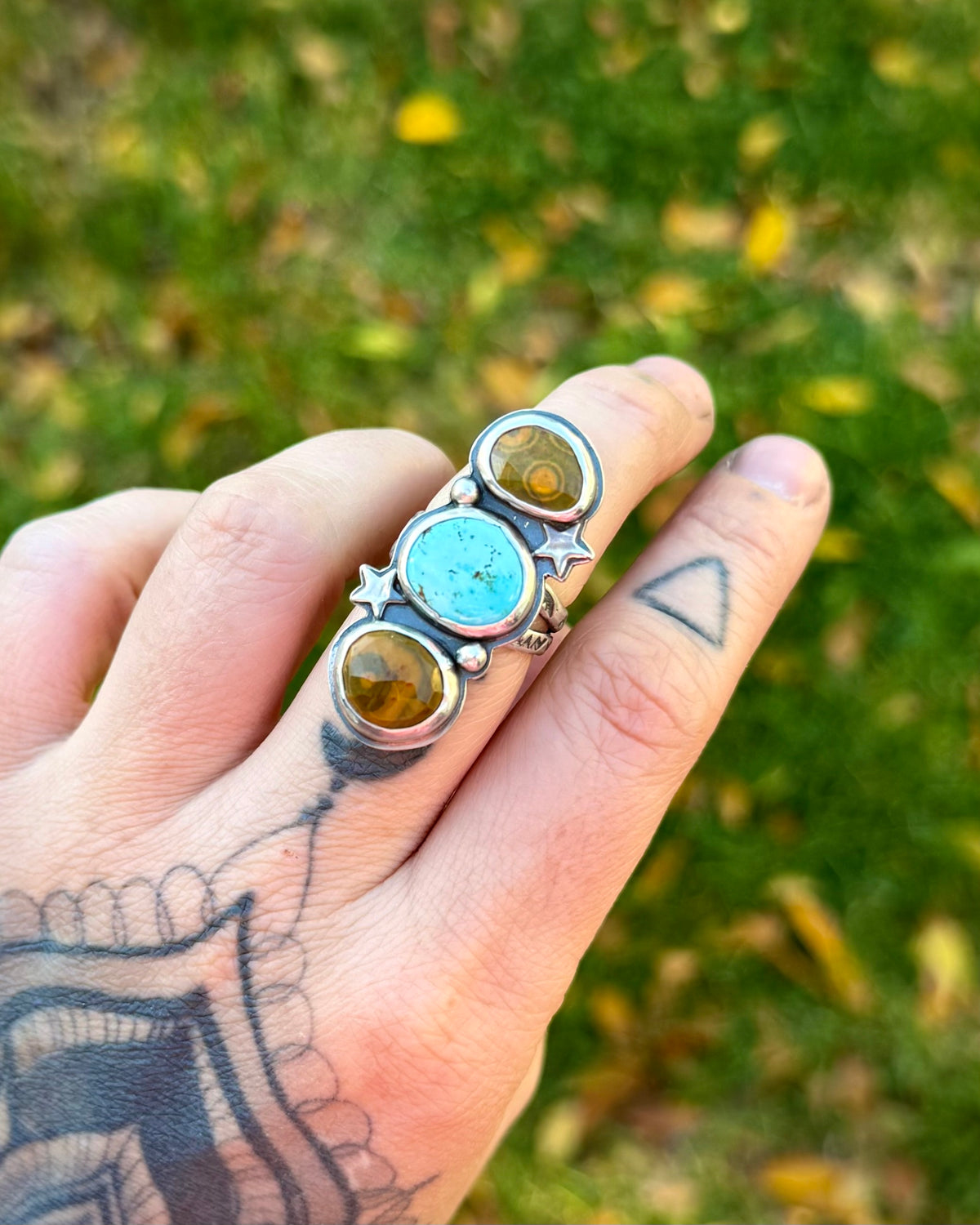 Earth Star Triple Stone Rings | Various Sizes