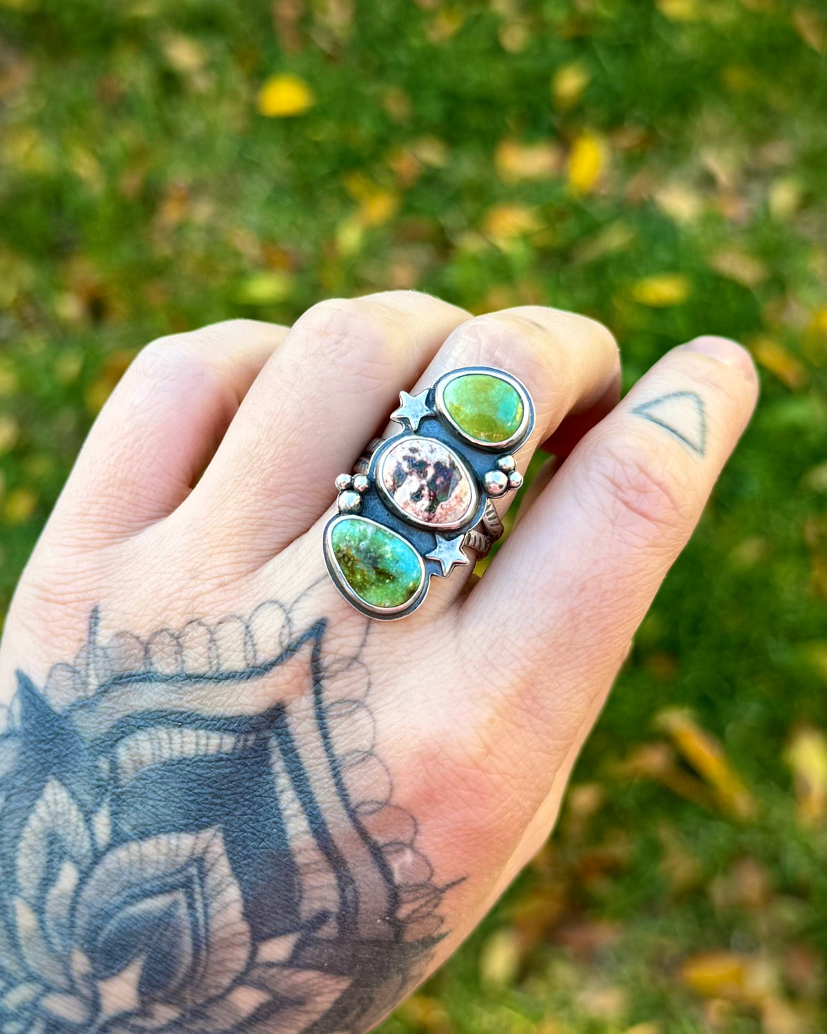 Earth Star Triple Stone Rings | Various Sizes