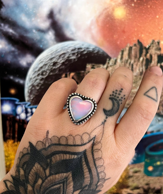 Pink Aurora Opal Ring | Size 7