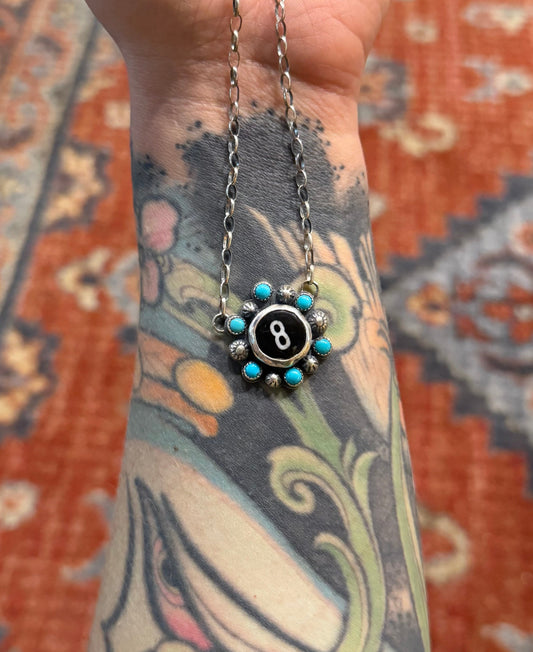 Mini 8 Ball & Kingman Turquoise Necklace