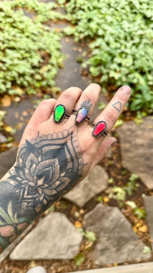 Aurora Opal Coffin Rings - Various Sizes