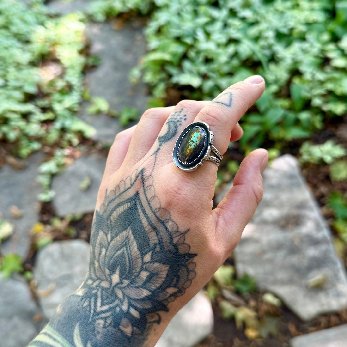 Blackjack Turquoise Ring | Size 8.5