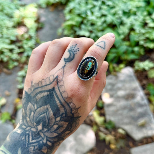 Blackjack Turquoise Ring | Size 8.5
