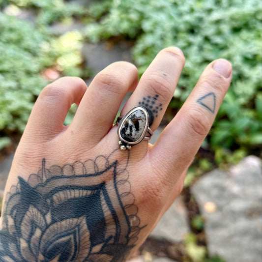White Buffalo Turquoise Ring | Size 8