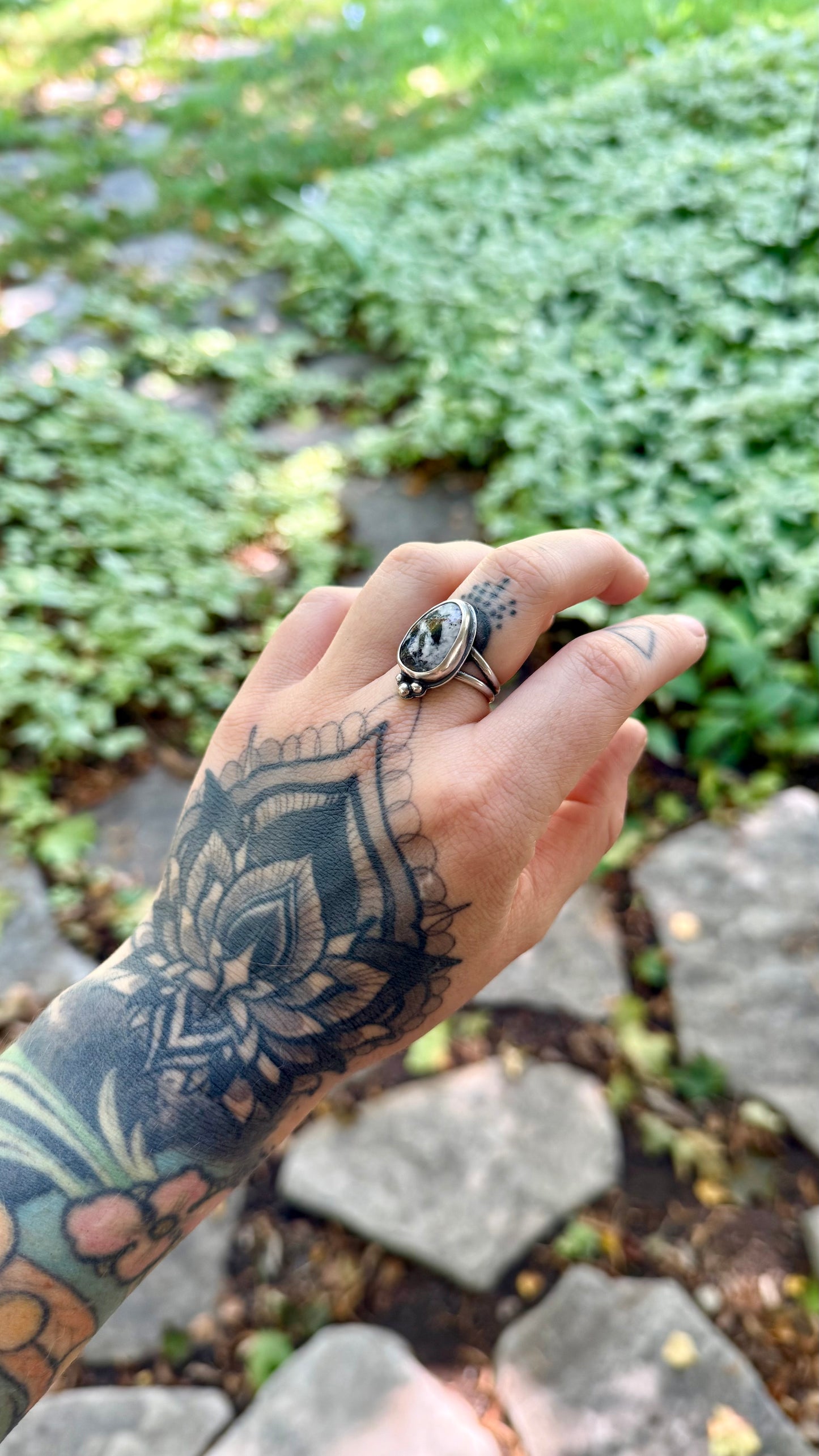 White Buffalo Turquoise Ring | Size 8