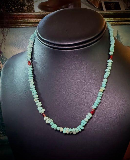 Campitos Turquoise + African Glass Necklace