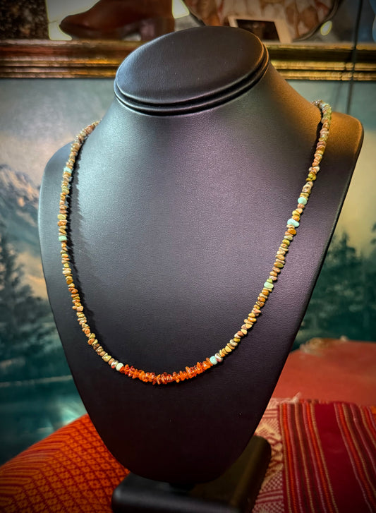 Turquoise + Amber 28” Layering Necklace