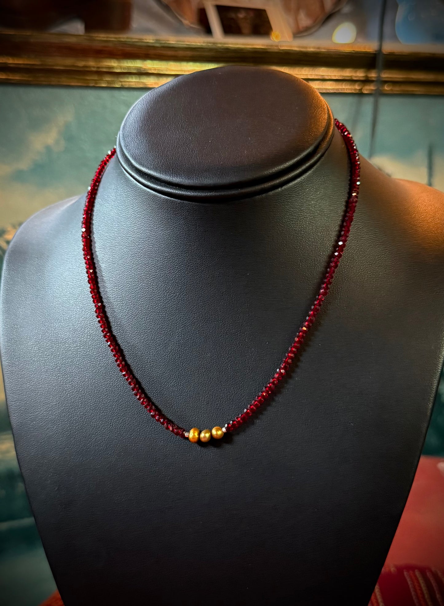 Garnet + Freshwater Pearl Necklace