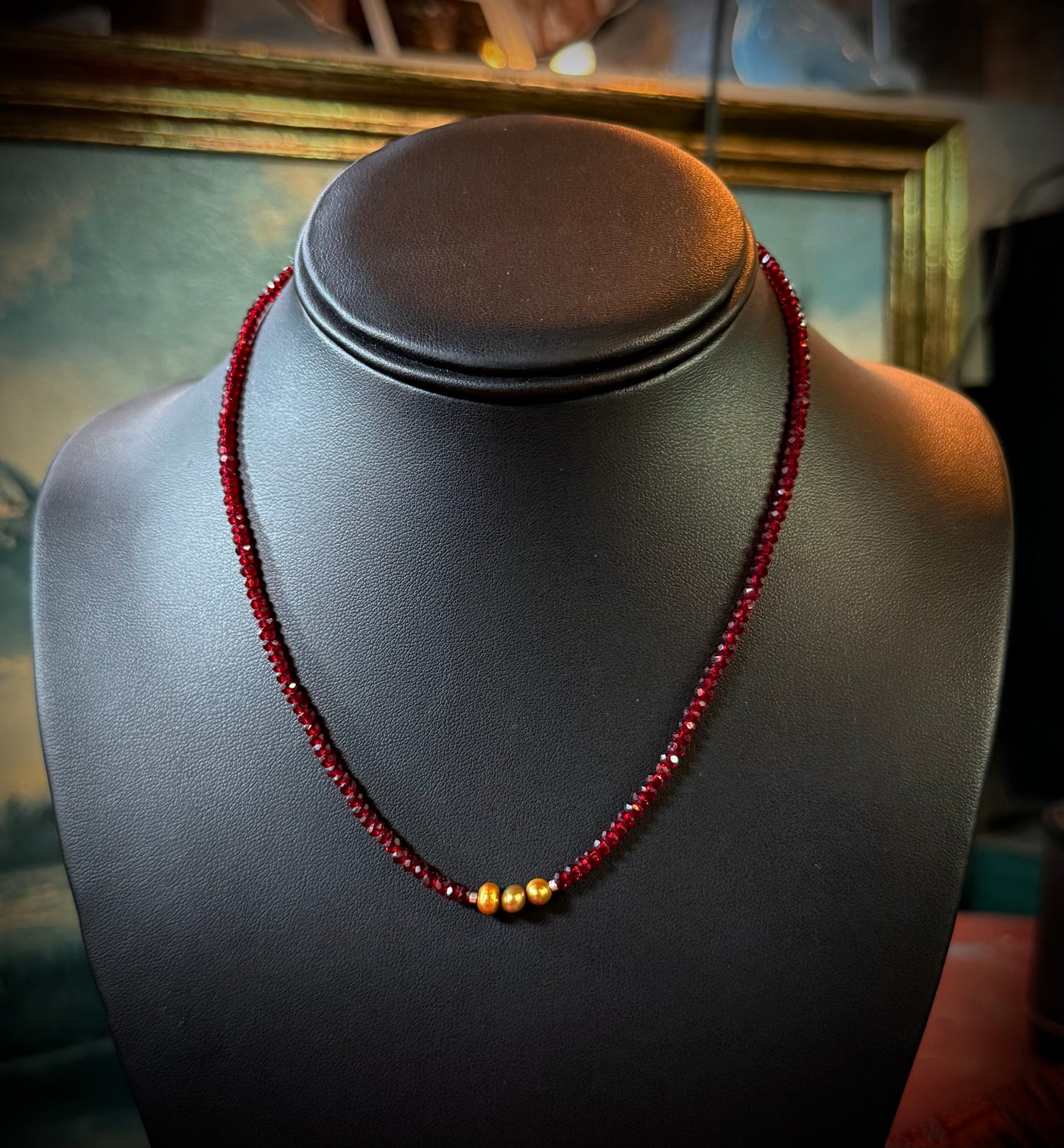 Garnet + Freshwater Pearl Necklace