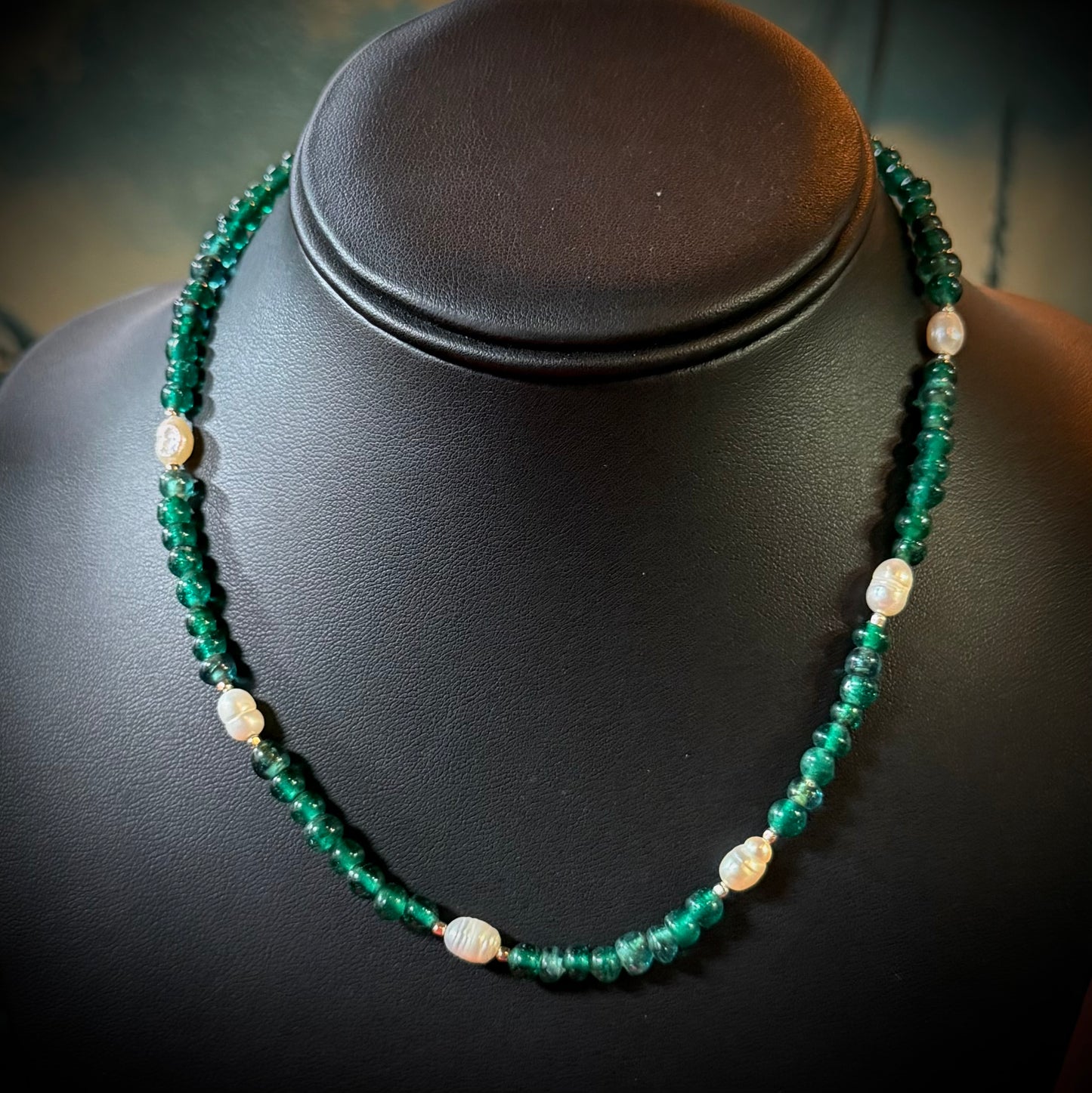 African Glass + Fresh Water Pearl Necklace