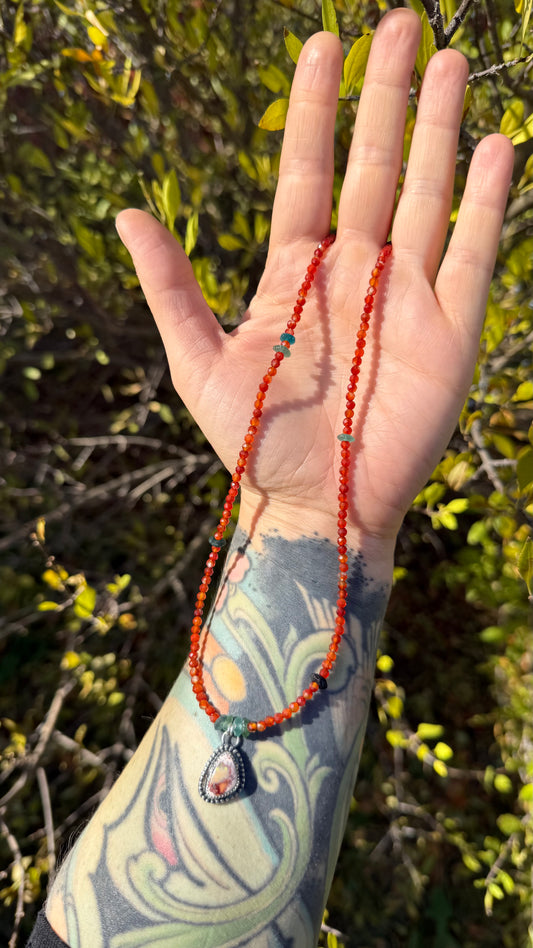 Fire Opal + Carnelian 16" Necklace