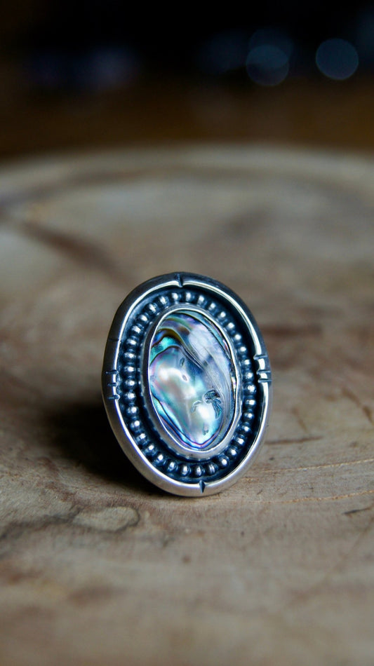 Abalone Portal Ring - Size 7.5 - Cosmic Heart Arts