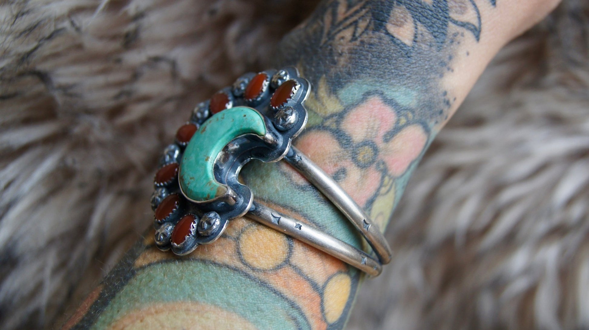 Agate and Turquoise Cosmic Cuff - Cosmic Heart Arts