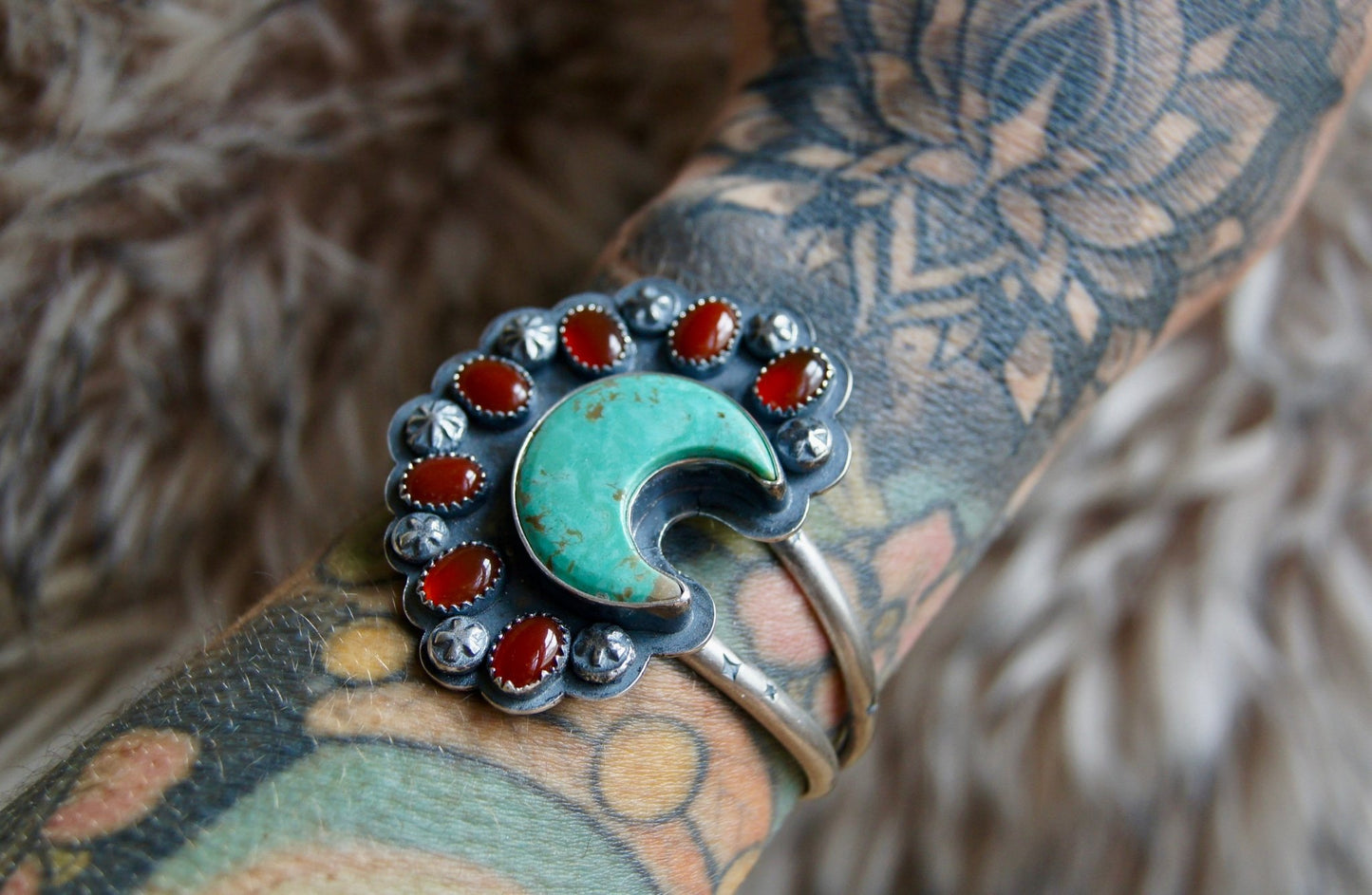 Agate and Turquoise Cosmic Cuff - Cosmic Heart Arts