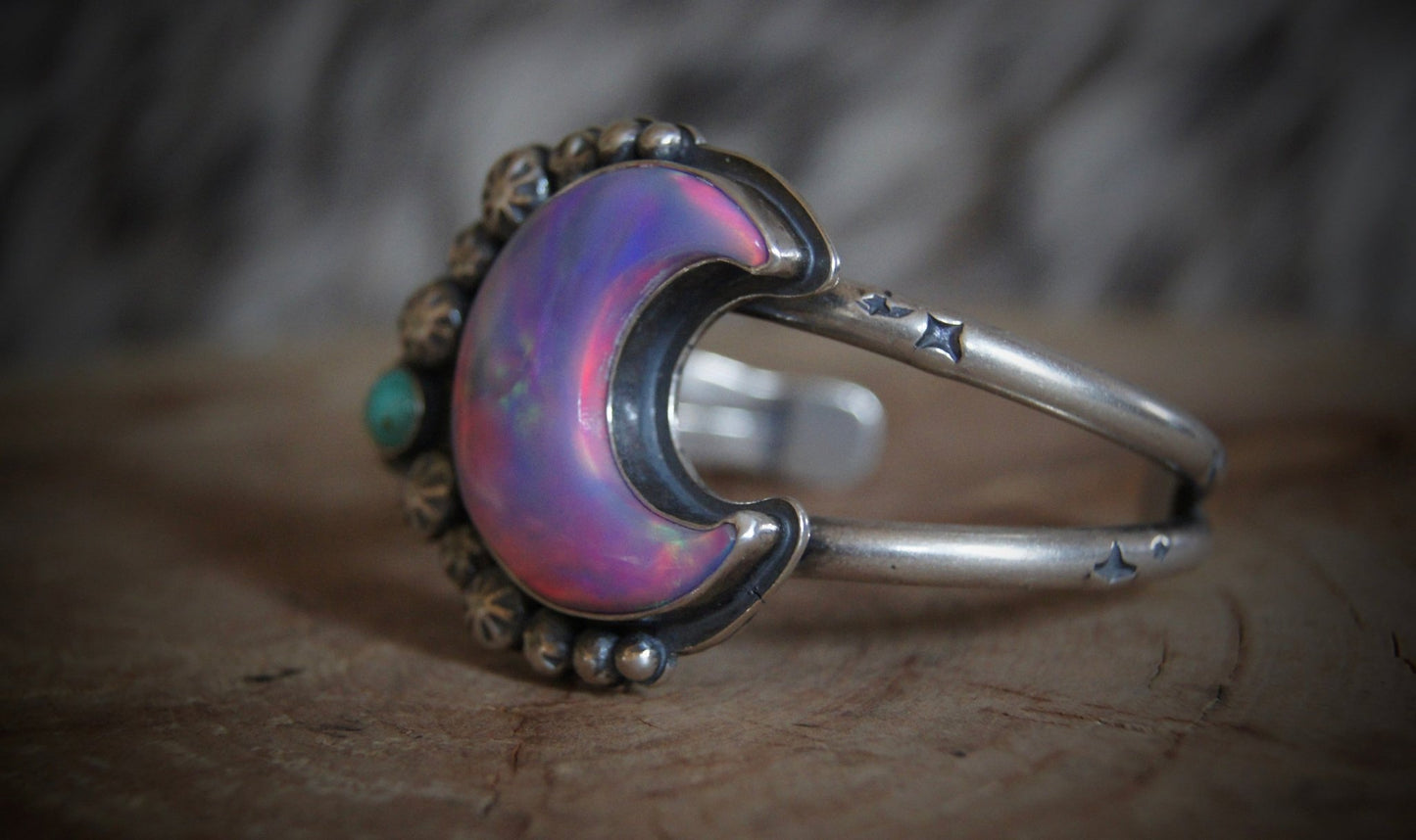 Aurora Opal & Turquoise Cuff - Cosmic Heart Arts