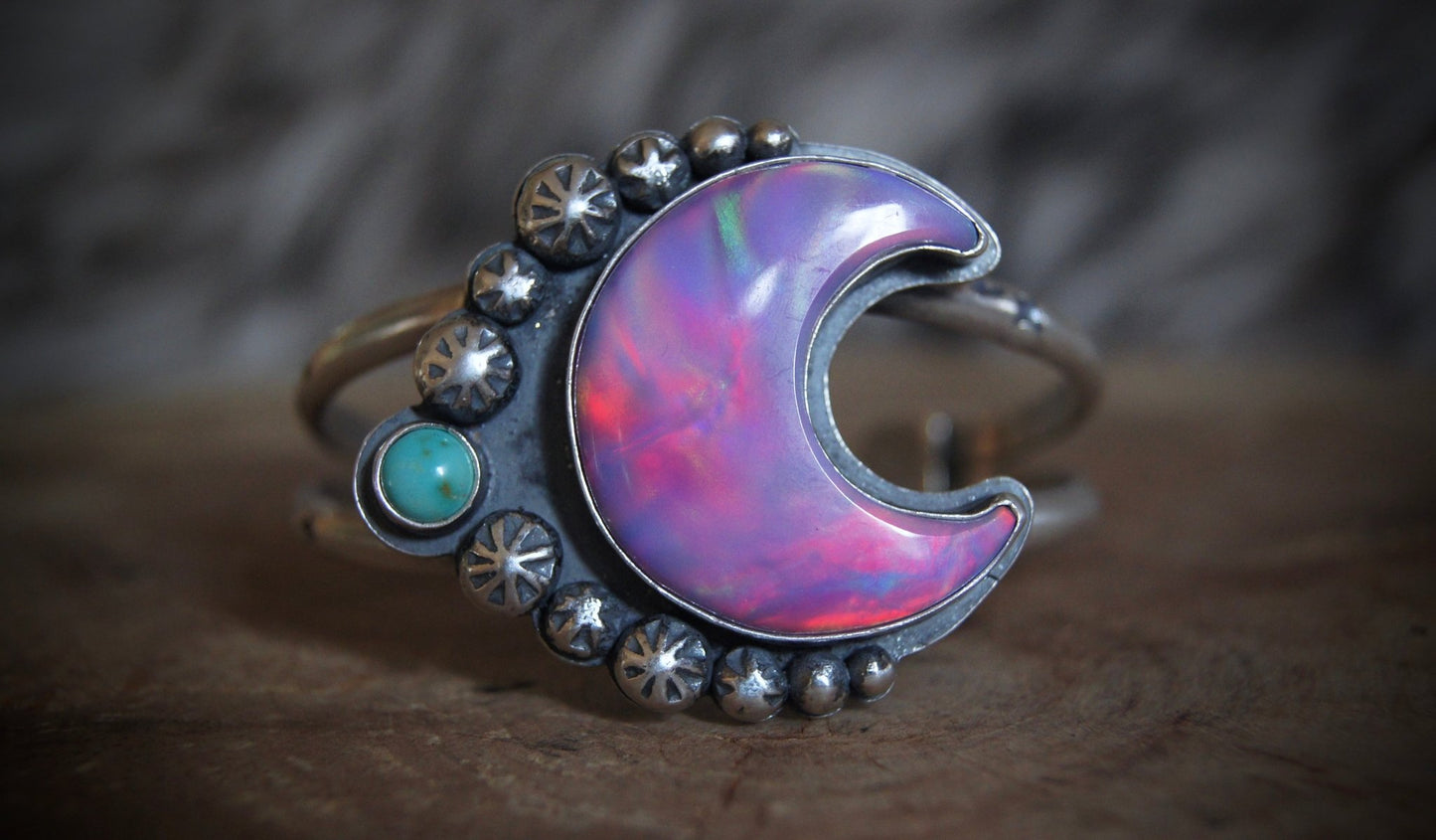 Aurora Opal & Turquoise Cuff - Cosmic Heart Arts