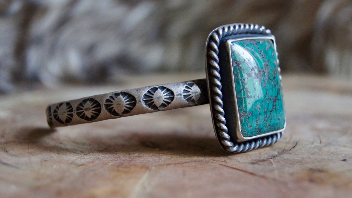 Bamboo Mountain Turquoise - Heavy 2g Cuff - Cosmic Heart Arts