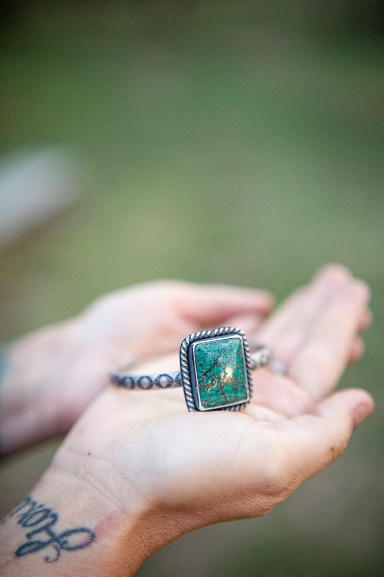 Bamboo Mountain Turquoise - Heavy 2g Cuff - Cosmic Heart Arts