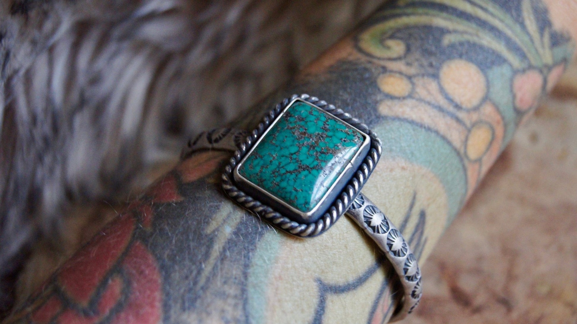 Bamboo Mountain Turquoise - Heavy 2g Cuff - Cosmic Heart Arts