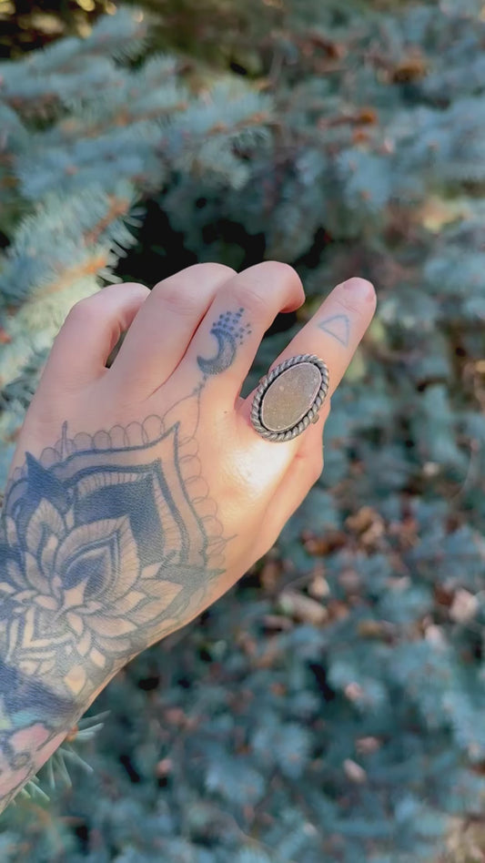 Quartz Crystal Druzy Ring — Sterling Silver | Size 8.25