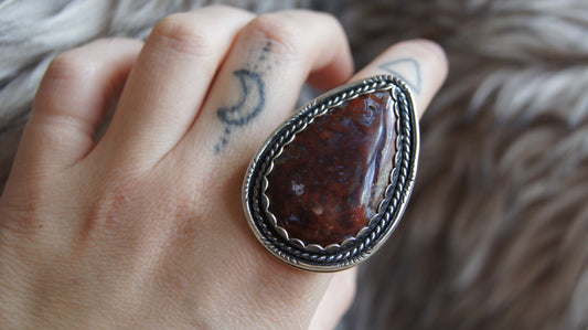 Lace Agate Statement Ring - US Size 9