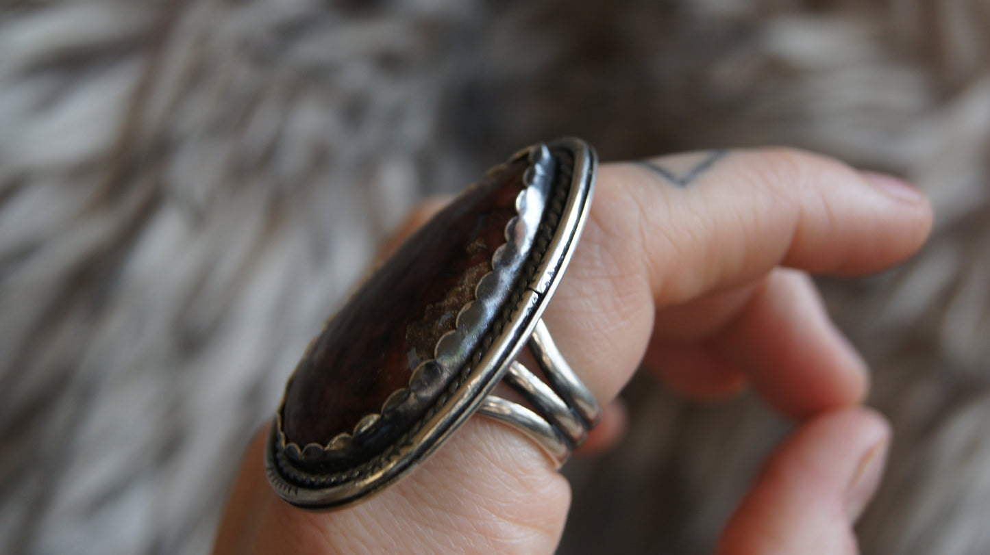 Lace Agate Statement Ring - US Size 9