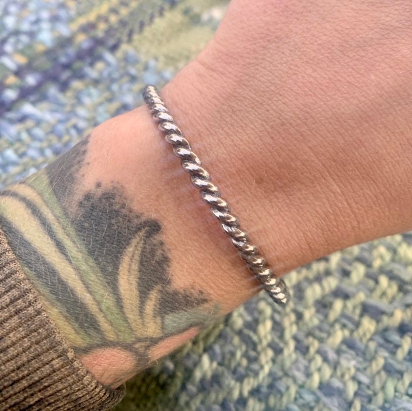 Made to Order - Southwestern Rope Cuff Bracelet- .925 Sterling Silver